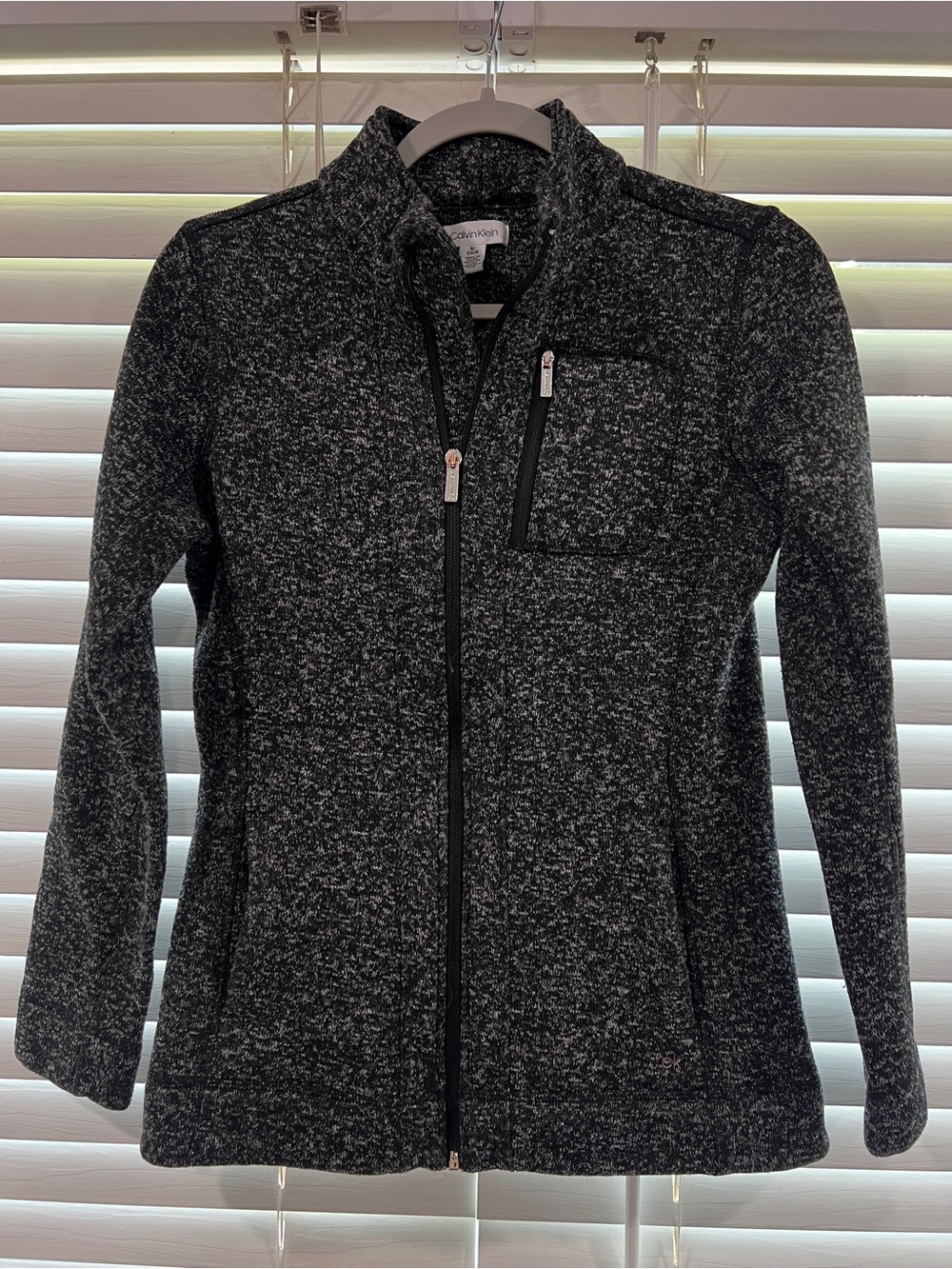 Calvin Klein Gray Marled Full Zip Fleece Jacket Women’s Size S